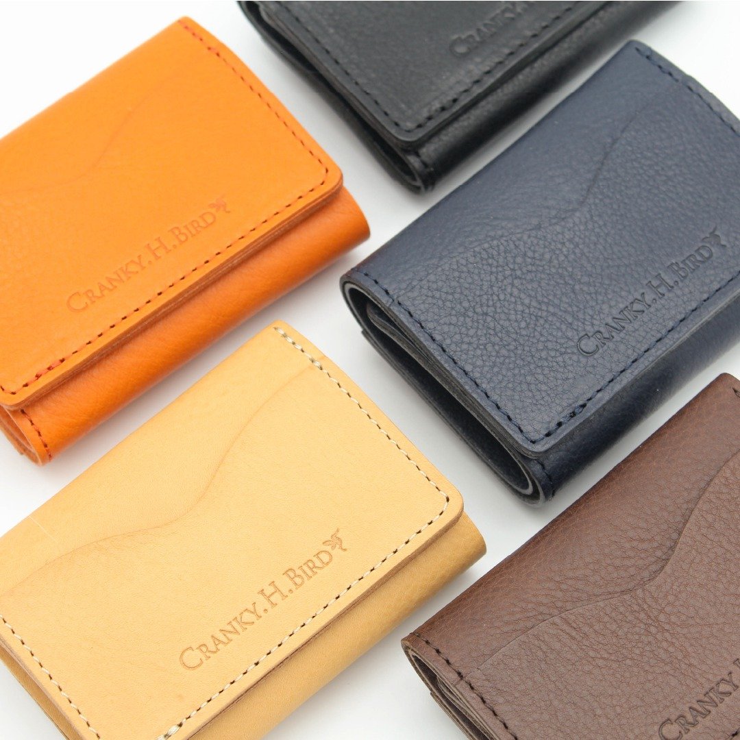 【Orange】Mini Wallet PICCOLO Made in JAPAN handmade Italian Leather card case - 皮夹/钱包 - 真皮 橘色