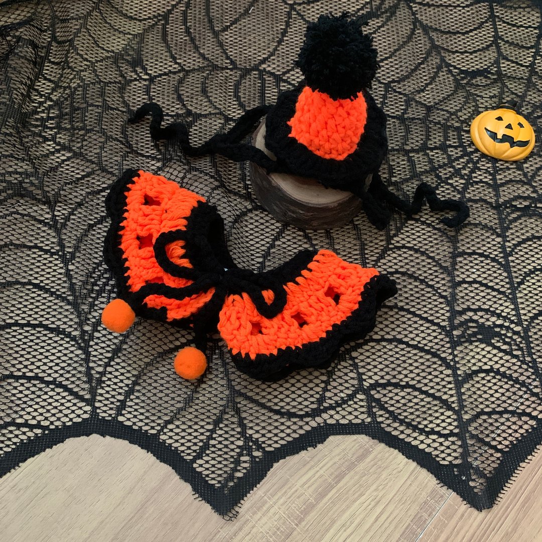 Halloween万圣-好橘的打扮--宠物狗狗猫咪帽子/领巾/巫婆/蜘蛛 - 衣/帽 - 棉 红色