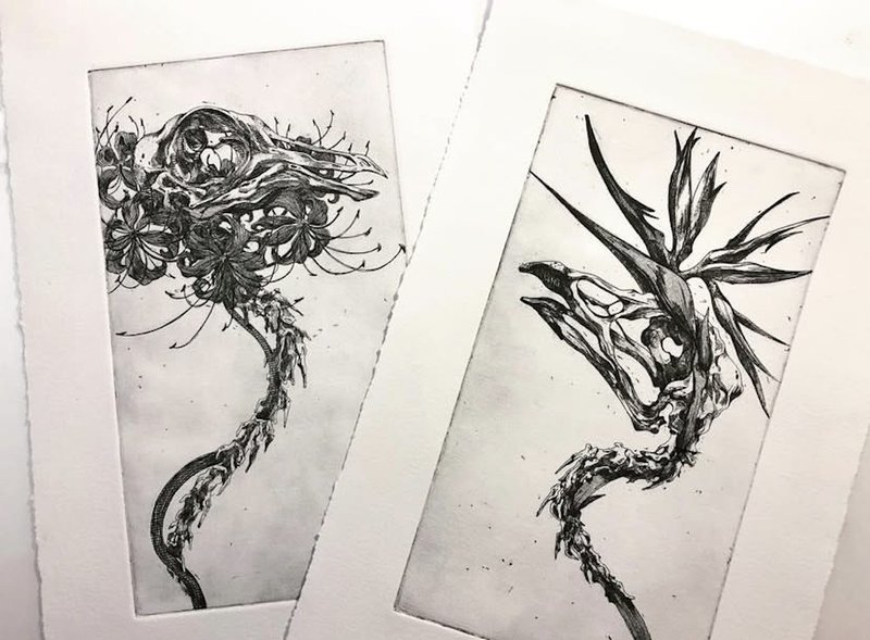 凹版限量版画 - 天堂鸟&彼岸花 - 海报/装饰画/版画 - 纸 黑色