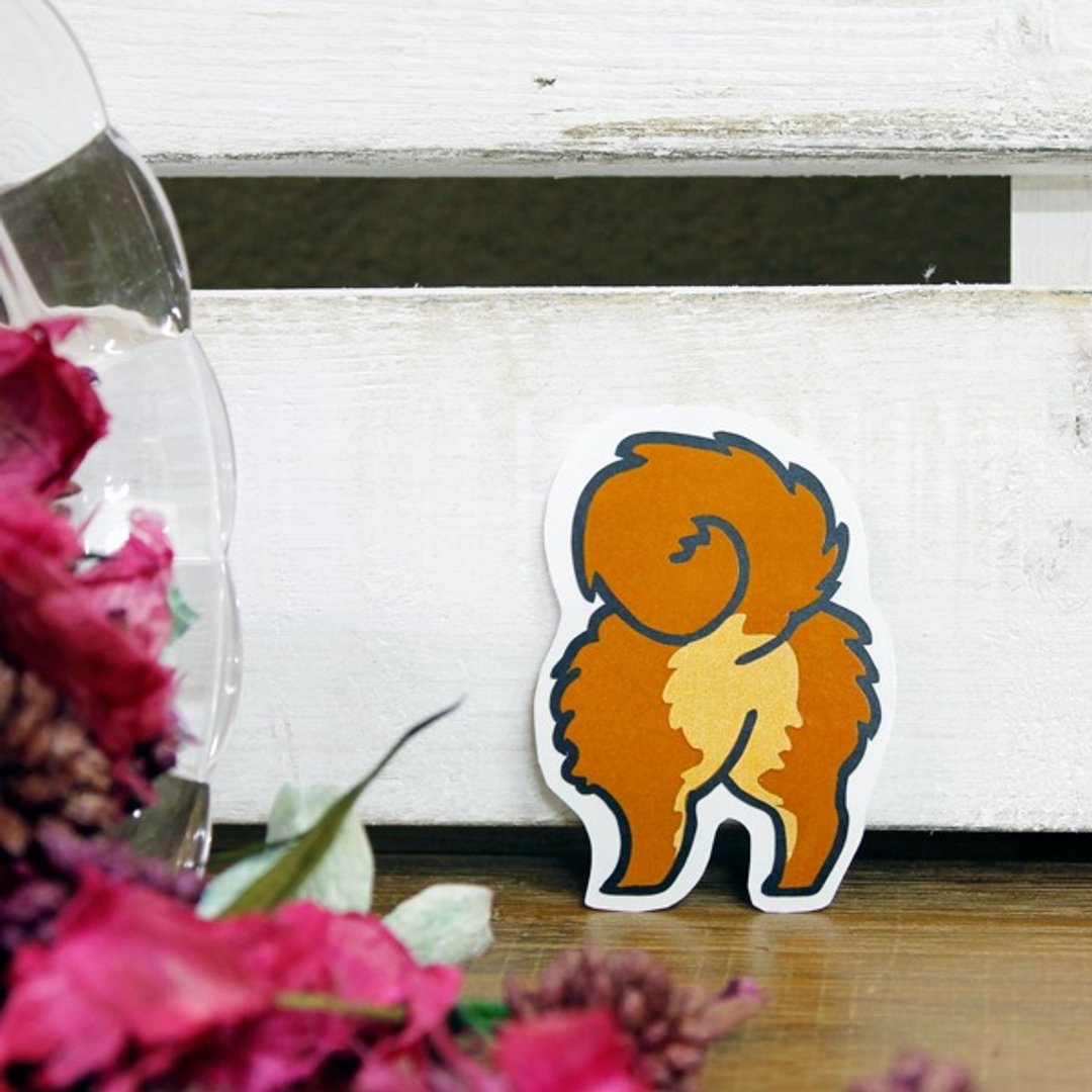 [反光贴纸] 博美屁屁 Pomeranian's Butt 3.8*5.5 cm - 其他 - 防水材质 多色