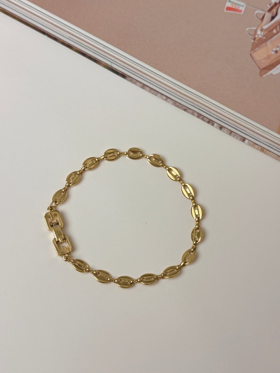 中古正品 Givenchy 纪梵希镀金双 G 扣手链 手环 礼物 古董饰品 - 手链/手环 - 其他金属 金色