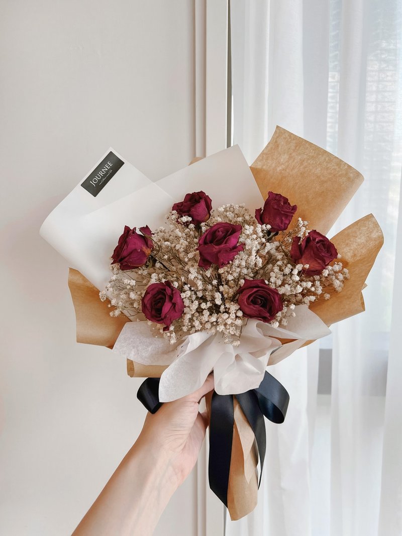 journee 焦糖玫瑰干燥花束/干燥玫瑰 满天星 情人节礼物毕业花束 - 干燥花/捧花 - 植物．花 
