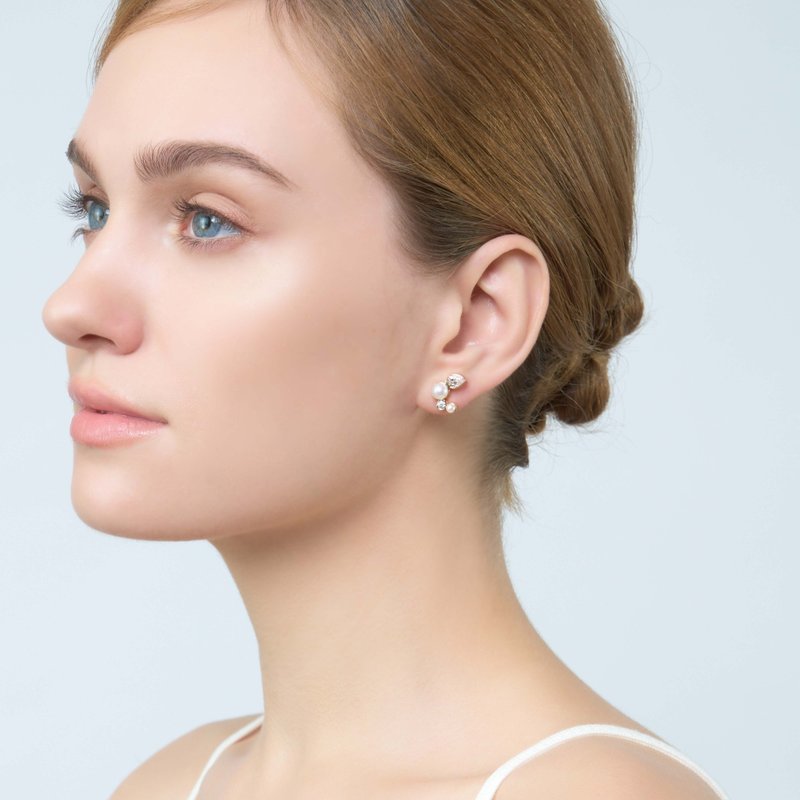 珍叶珍珠耳环 Foglia Pearl Earring (Single) - 耳环/耳夹 - 珍珠 金色