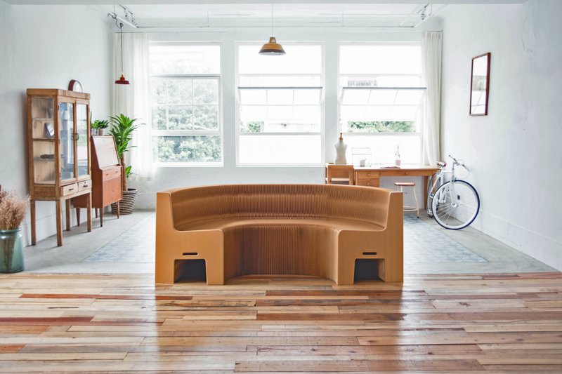 蜂巢纸伸缩沙发 / 浅牛色牛皮纸 / 五人座 - 椅子/沙发 - 纸 黄色