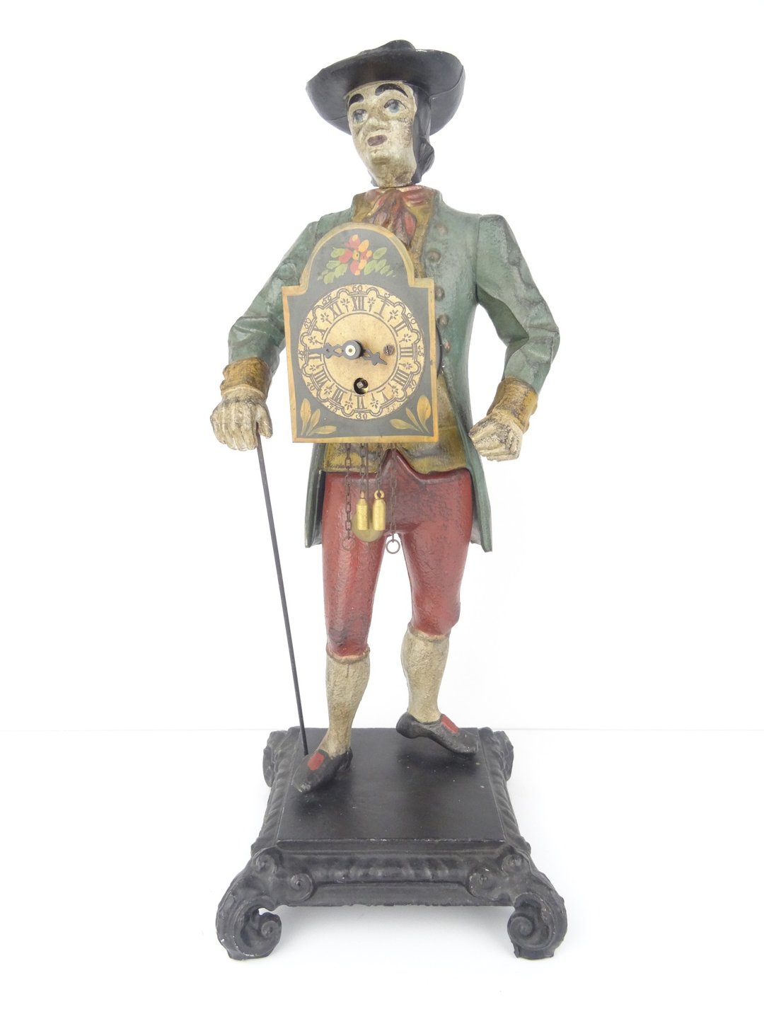 Dutch Vintage Antique Figure Clock Seller Man of Time Rare - 时钟/闹钟 - 木头 多色