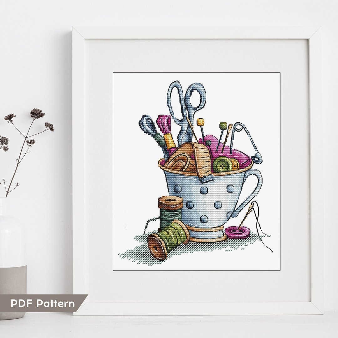 Needlework Cross Stitch pattern digital download PDF Cup DIY handmade embroidery - 编织/刺绣/羊毛毡/裁缝 - 绣线 