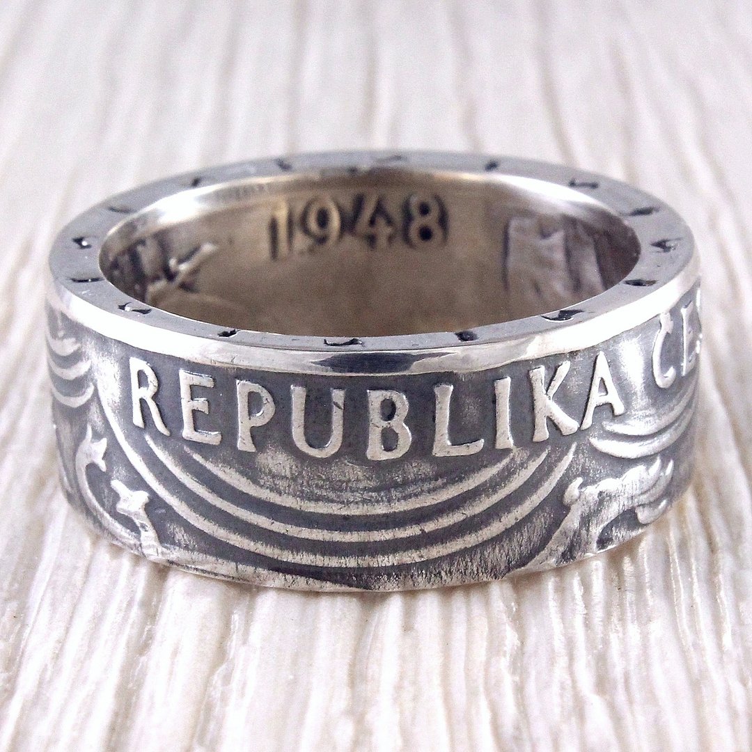 Silver Coin Ring (Czech Republic and Slovakia) Independence - 戒指 - 银 银色