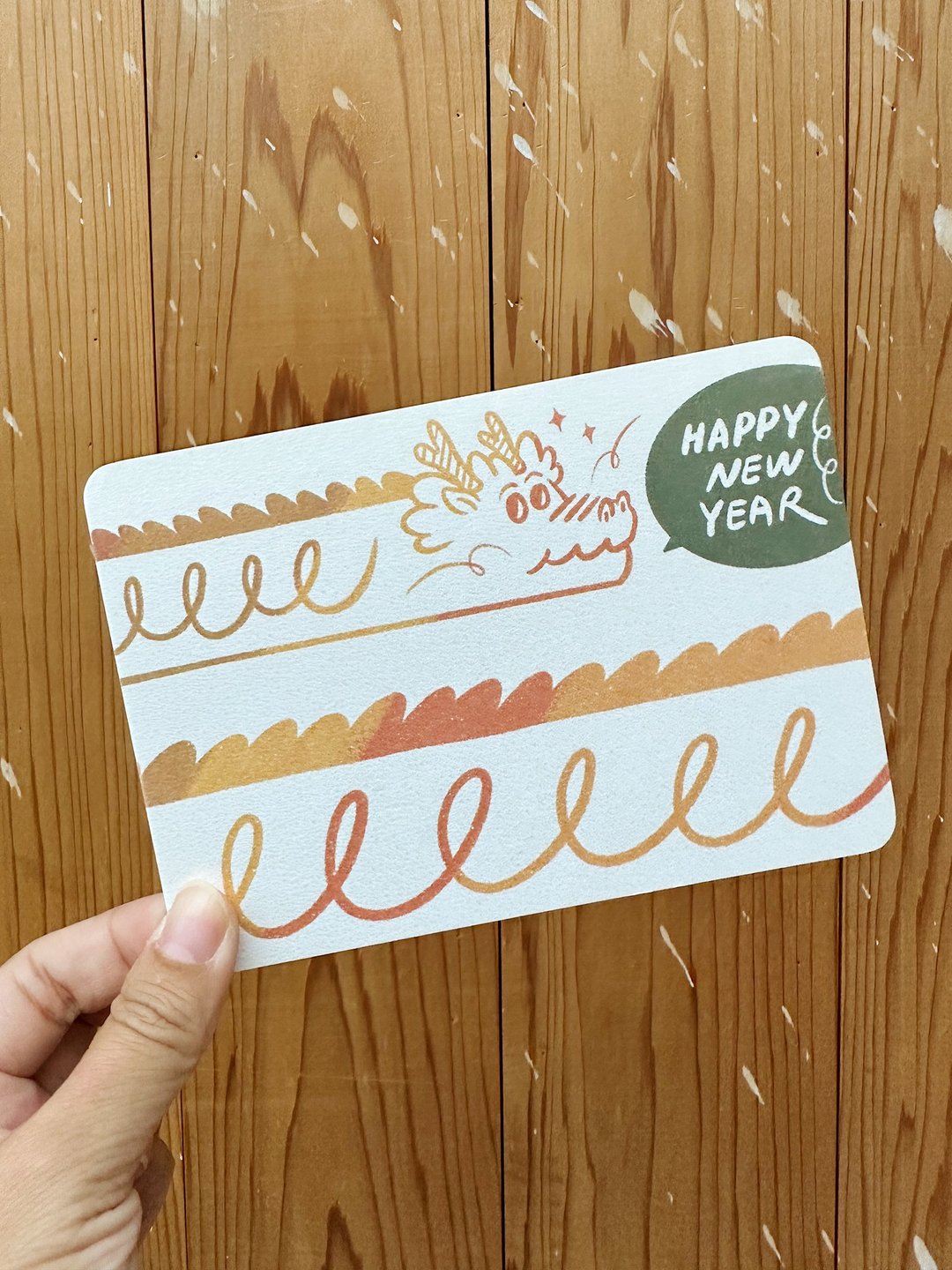(二入) 嗨 long time龙see  好运长龙 / 新年快乐贺卡 - 卡片/明信片 - 纸 橘色