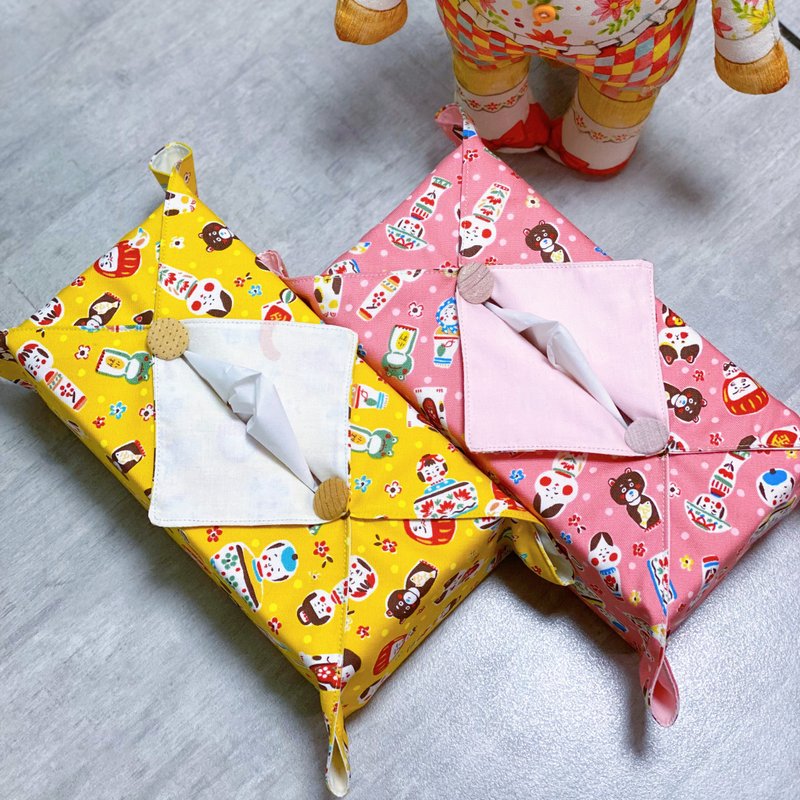 黄色 粉红色娃娃 面纸套 纸巾盒 - 纸巾盒 - 棉．麻 多色