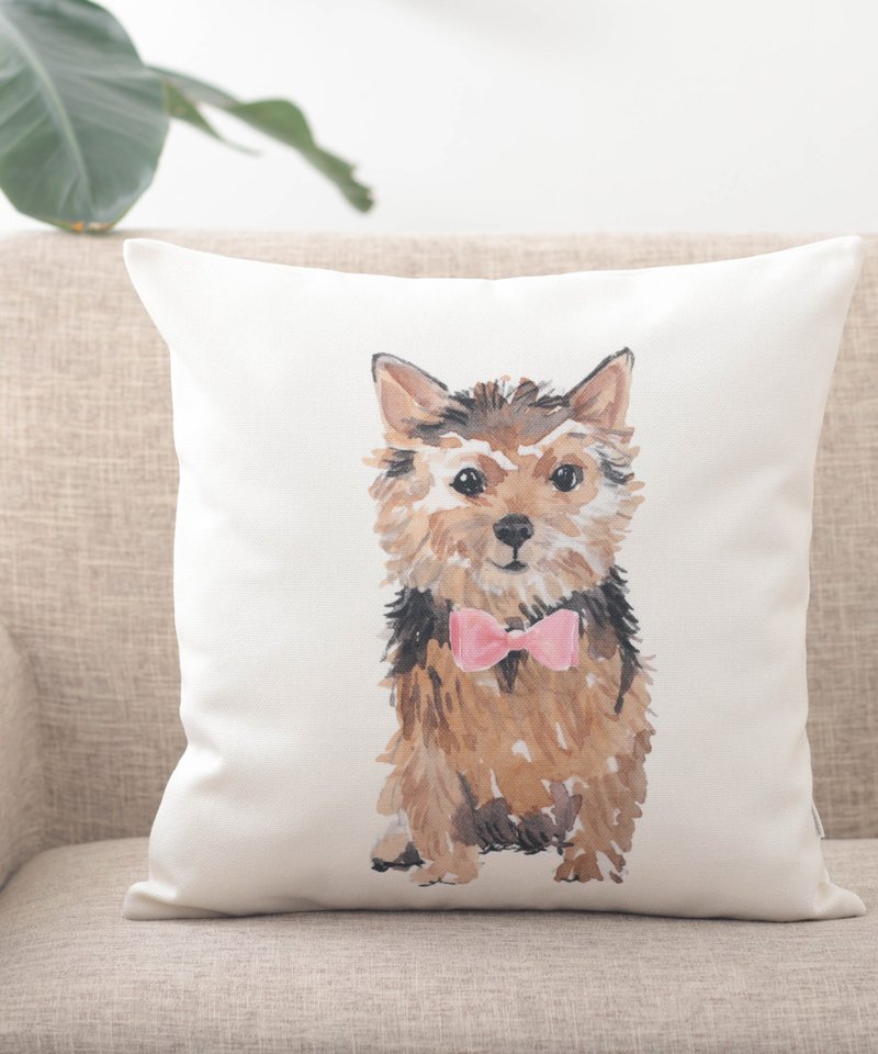 Jubilee 天然亚麻材质 抱枕套 柔软触感 约克夏 领结款 - 枕头/抱枕 - 棉．麻 多色