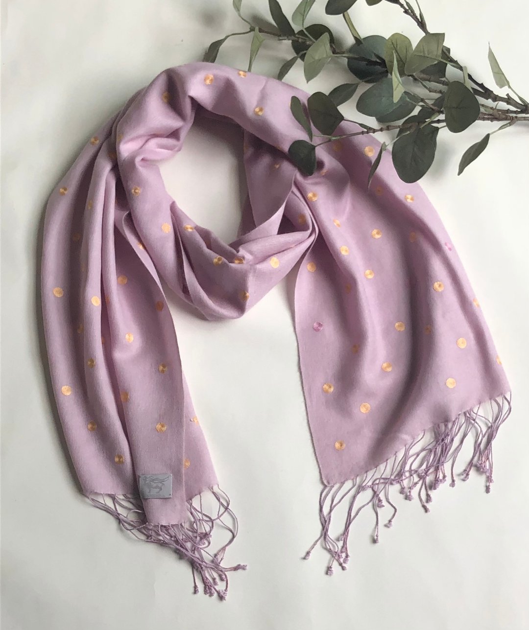 Pashmina silk hand woven embroidery muffler - 丝巾 - 羊毛 粉红色