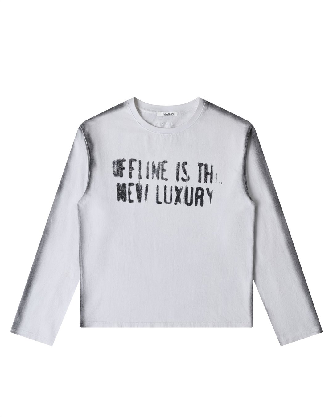 PLACEBO UNISEX OFFLINE WHITE LONG SLEEVE - 女装 T 恤 - 棉 白色