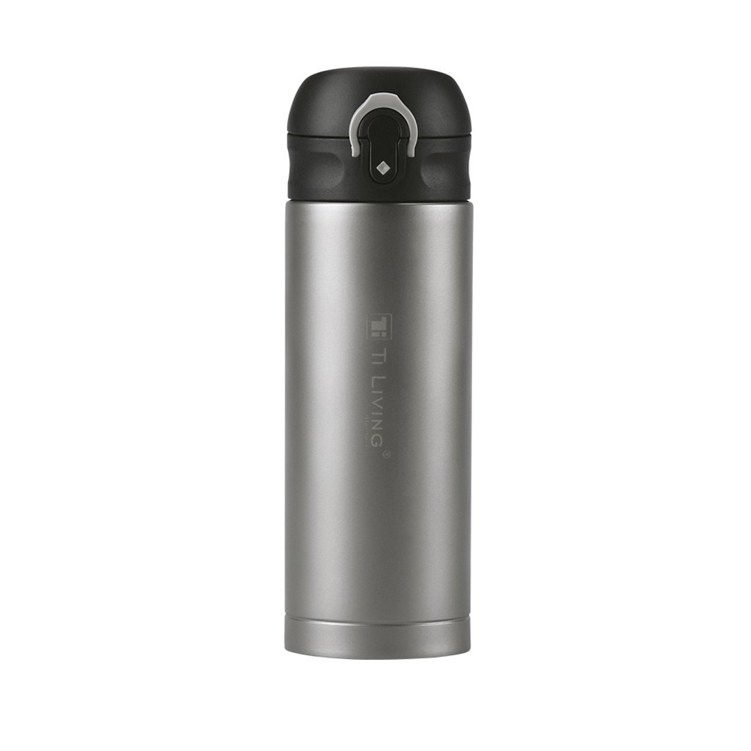 【纯钛微瑕商品】纯钛真空保温随手杯(弹盖杯-黑) 400ml - 保温瓶/保温杯 - 其他金属 银色