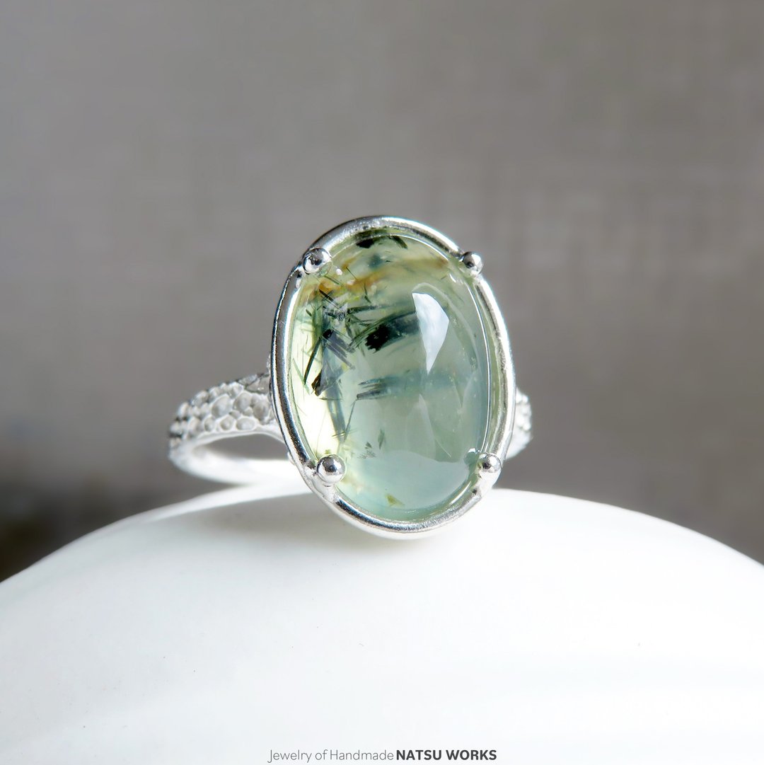 绿帘石葡萄石戒指 / Epidote in Prehnite Ring 273 - 戒指 - 宝石 绿色