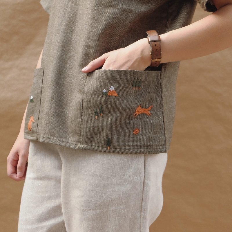 molly top - fox camp theme (green) - 女装上衣 - 绣线 绿色