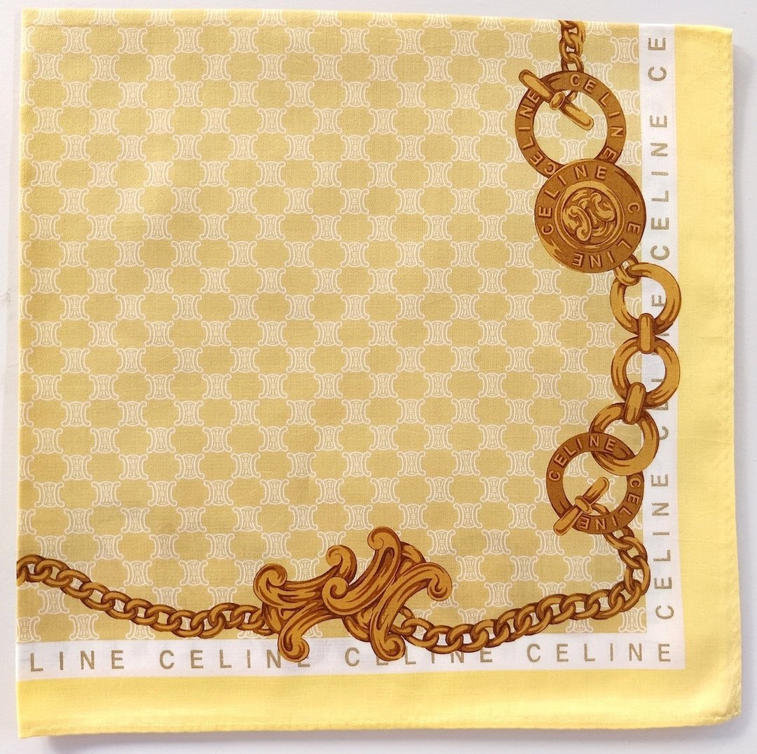 Celine 复古手帕金链珠宝吊饰 20 x 19 英寸 - 丝巾 - 棉 黄色