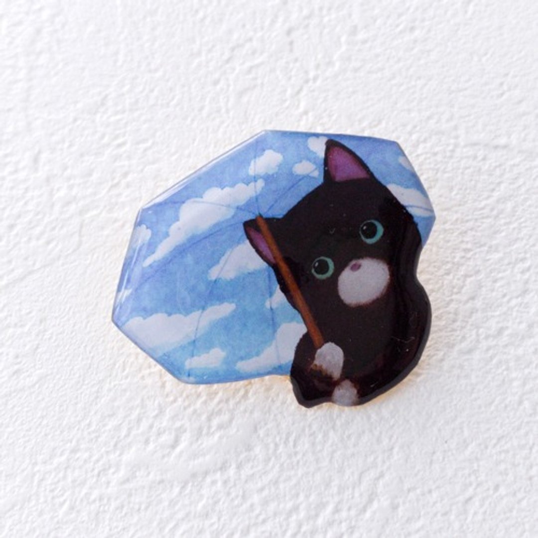 下雨天小猫胸针（蓝天） - 胸针 - 塑料 