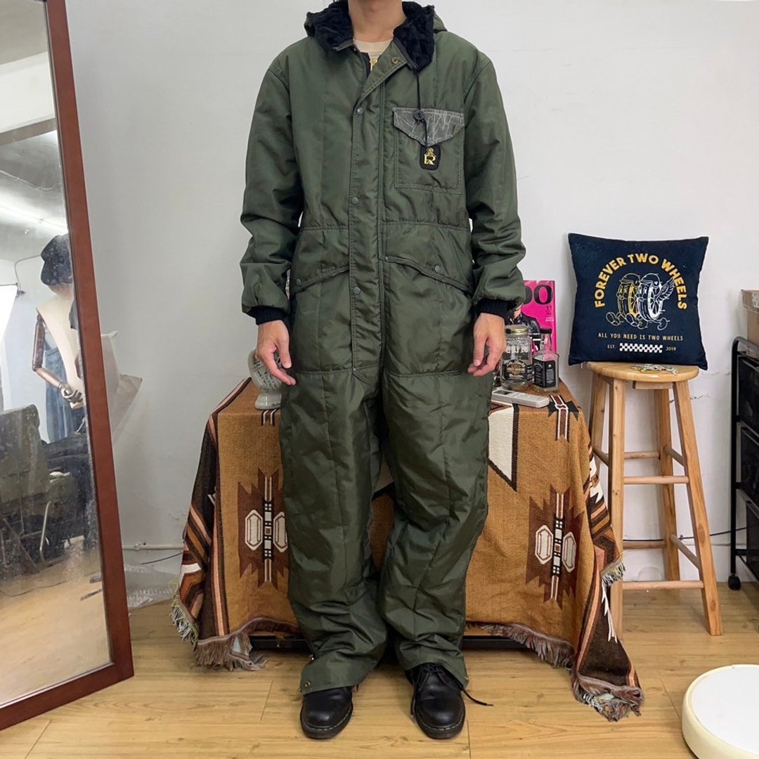 RefrigiWear 美国制 连身工作服 连帽铺棉 军绿 工作裤 二手 古着 - 男士长裤 - 其他材质 绿色