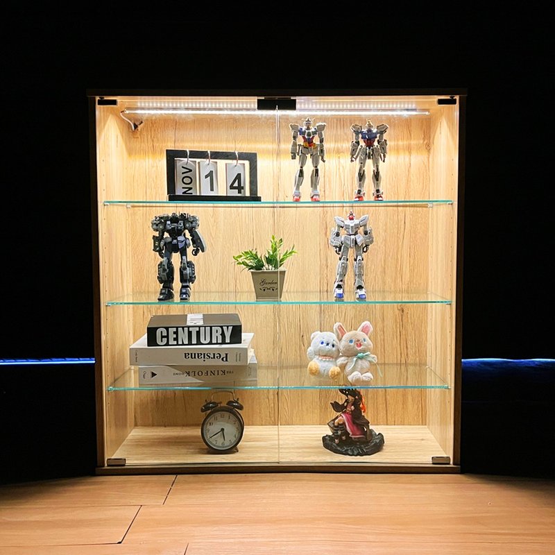 【微慢】LED灯80x83厘米模型公仔收纳展示柜 玻璃柜 玄关柜 BO106 - 收纳用品 - 其他材质 咖啡色