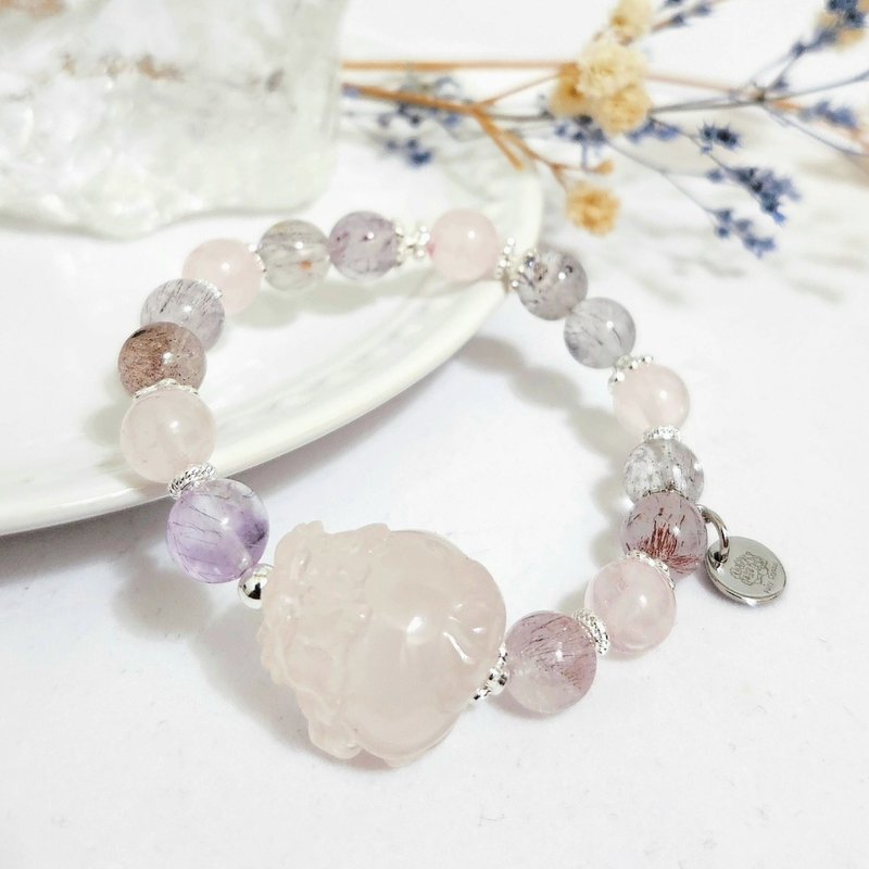 粉晶龙龟、仙女超七手链 /全方位功效、招桃花之水晶 - 手链/手环 - 水晶 粉红色