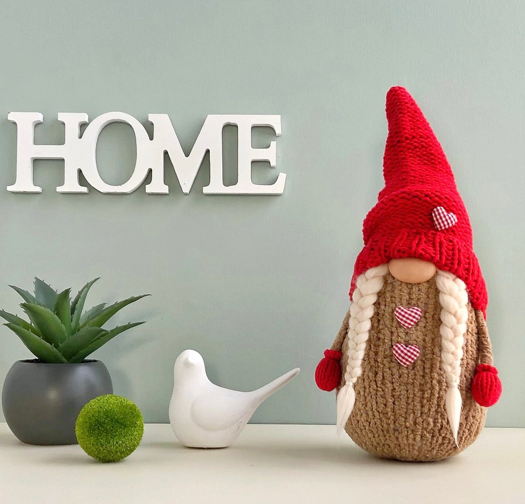 Home life decor, Cute gift for girlfriend, Love gnome figurines - 玩偶/公仔 - 羊毛 红色