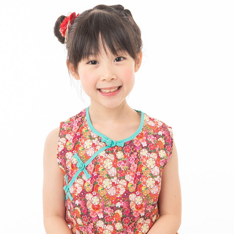 儿童旗袍 古风 无袖轻透款 繁花天香 - 旗袍 - 棉．麻 