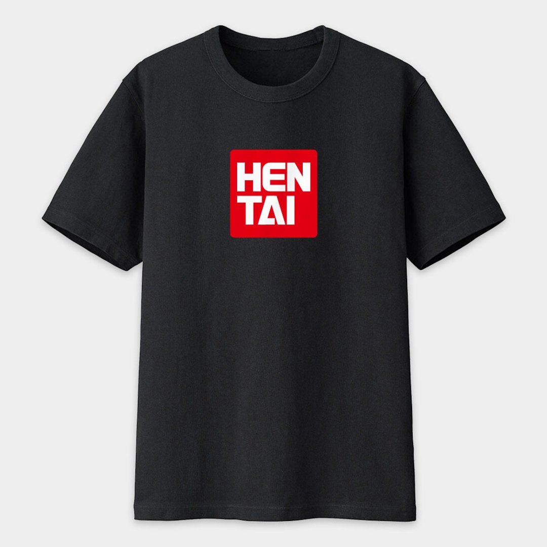 HENTAI 变态 中性短袖T恤 圆领棉T 023 - 男装上衣/T 恤 - 棉 黑色