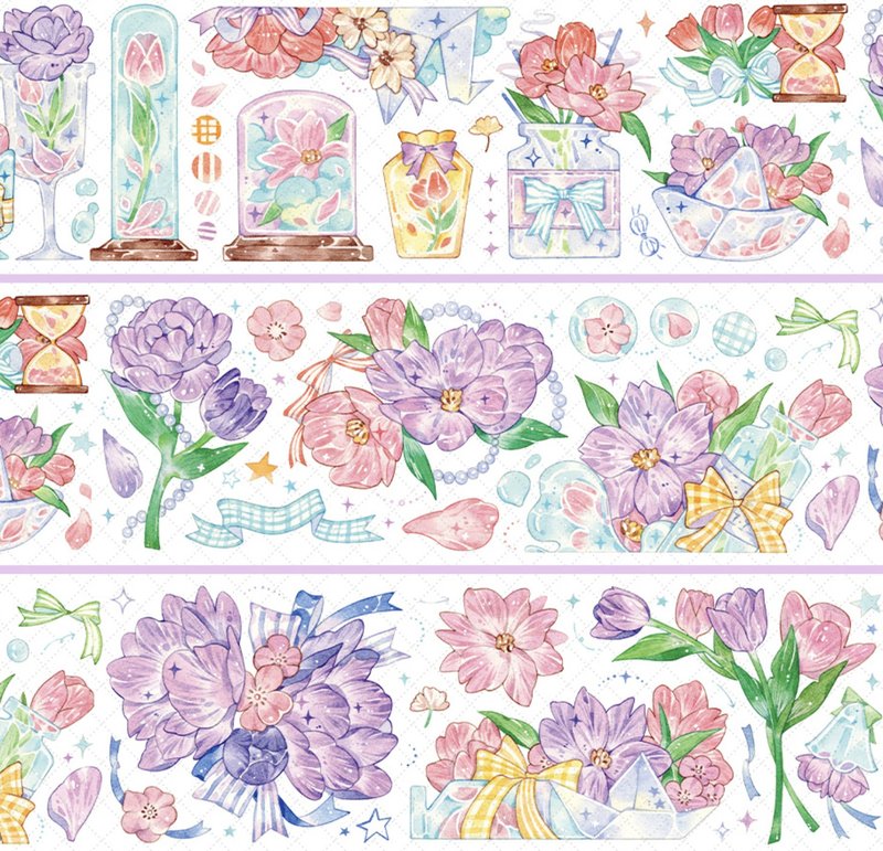 一捧春光 春日雰囲気 チューリップ PET 紙膠帶 虹光 10米卷 - 纸胶带 - 塑料 多色