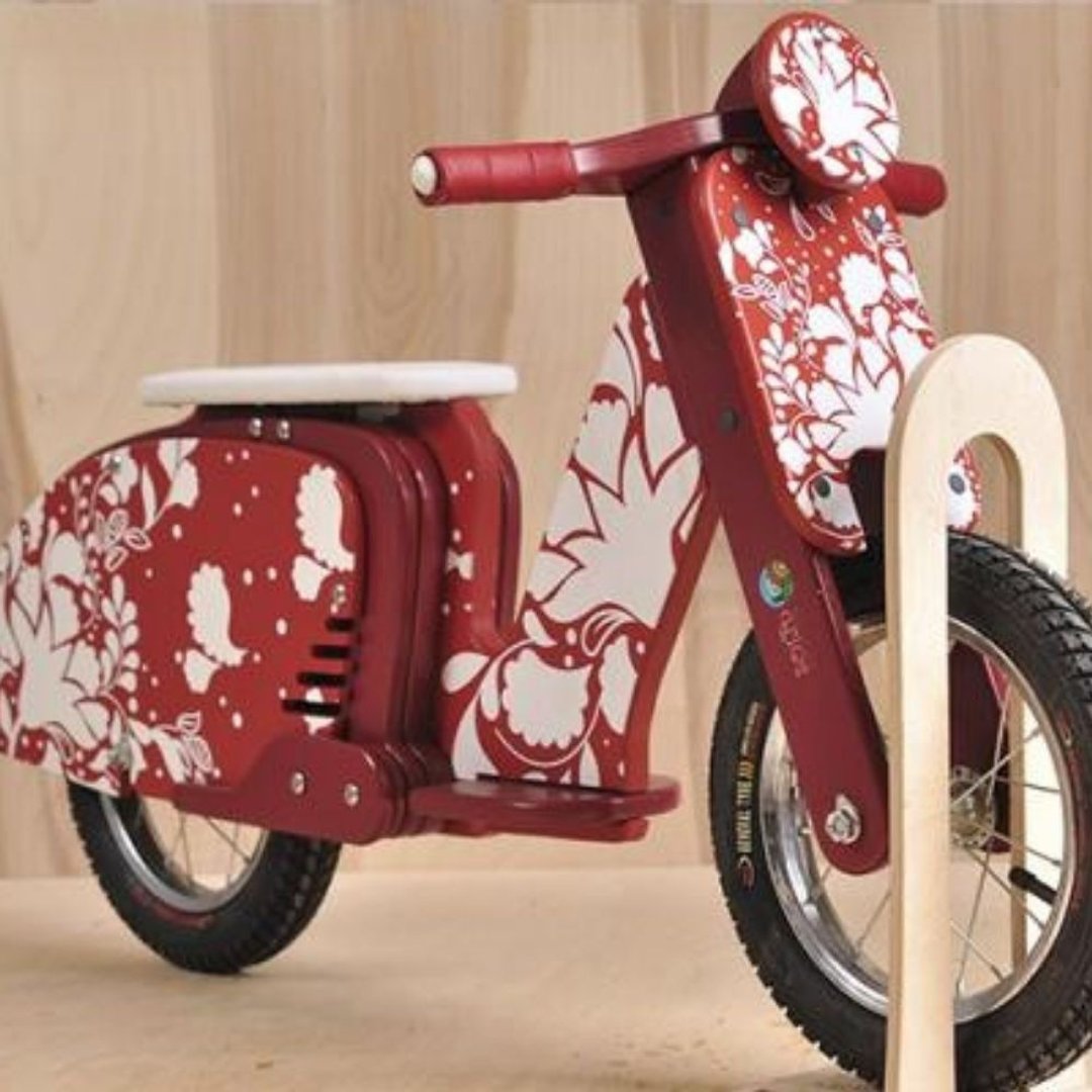 Wooden Balance Kids Bike Wood Push Bike No Pedal Balance Coordination Runbike - 玩具/玩偶 - 木头 红色