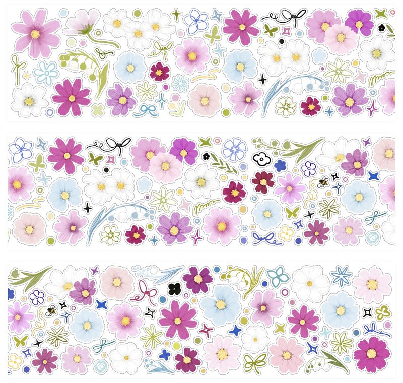 甜梦格桑 合成纸 透明闪砂 模切 贴纸卷 5米卷 - 贴纸 - 其他材质 多色