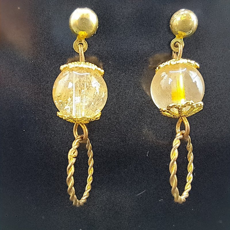 发水晶  耳环 - 耳环/耳夹 - 宝石 金色