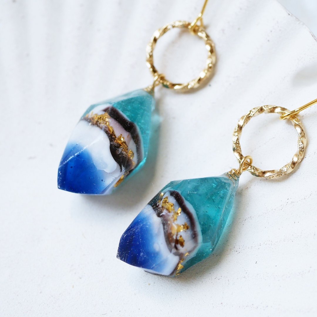 blue cave jewelry earrings or Clip-On - 耳环/耳夹 - 树脂 蓝色
