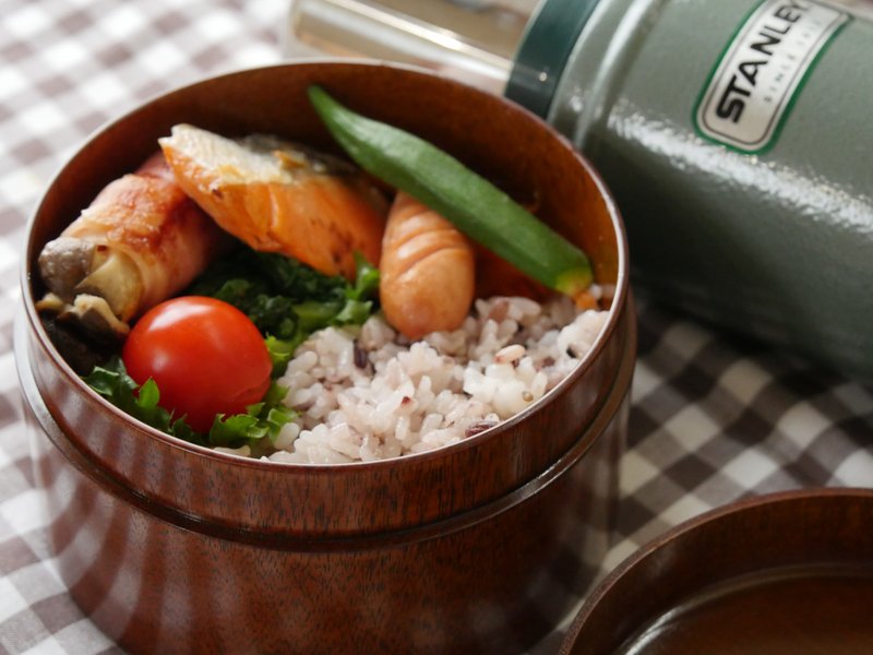 Lunch box　MIZUME cherry tree Lacquer brown - 便当盒/饭盒 - 木头 咖啡色