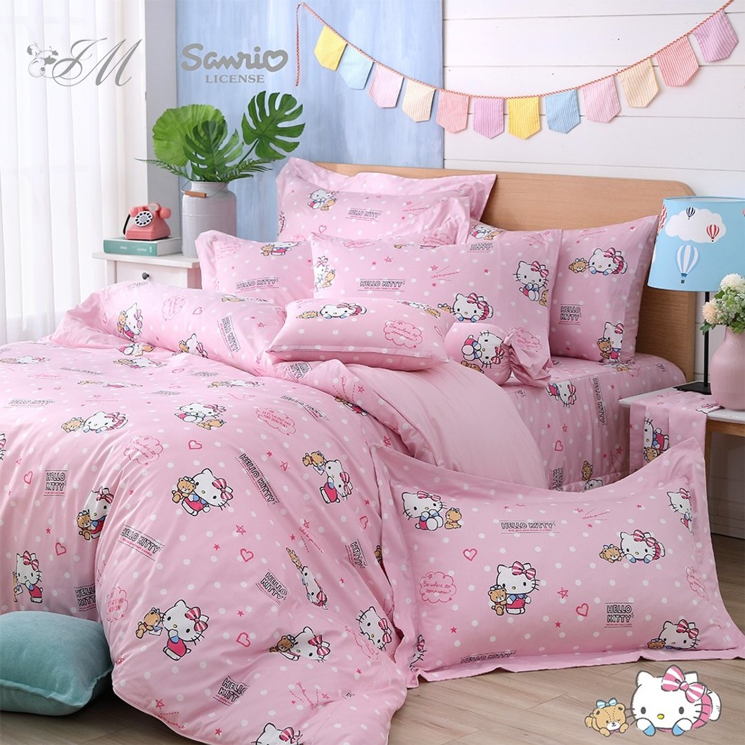 Hello Kitty-床包两用被四件组-好友悄悄话-正版授权-台湾制造 - 寝具 - 棉 
