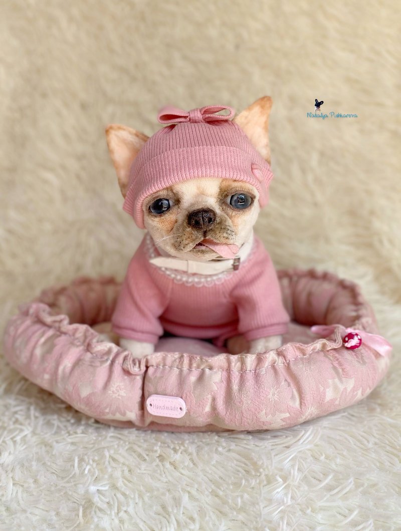 吉娃娃小狗现实玩具 - 玩偶/公仔 - 聚酯纤维 卡其色