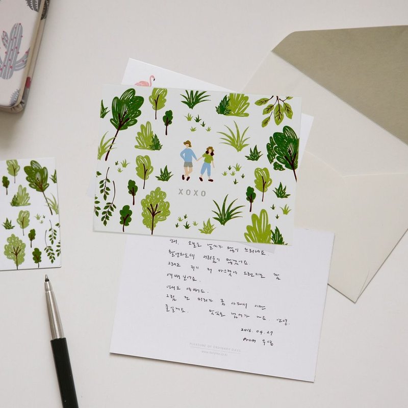 Dailylike 经典时刻明信片卡片V3-16 永恒 (oxox),E2D40716 - 卡片/明信片 - 纸 绿色