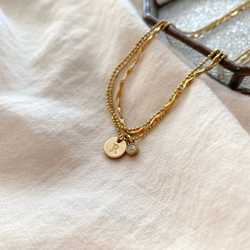 协奏曲- 黄铜项链- 免费刻字 - 项链 - 铜/黄铜 金色