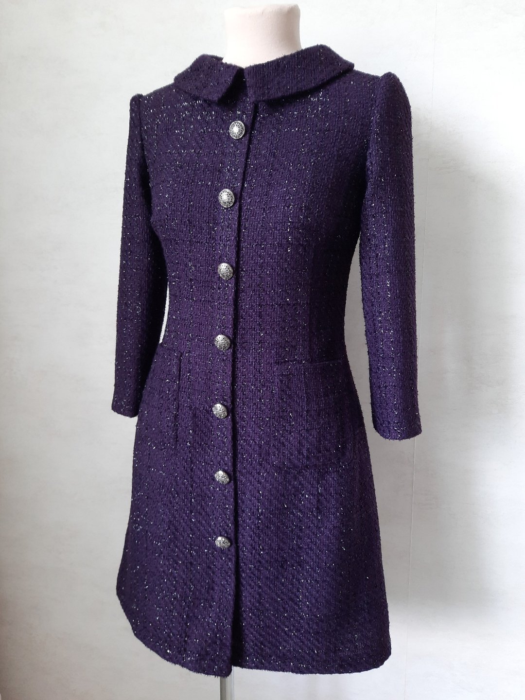 tweed women dress with long sleeve - 洋装/连衣裙 - 其他材质 