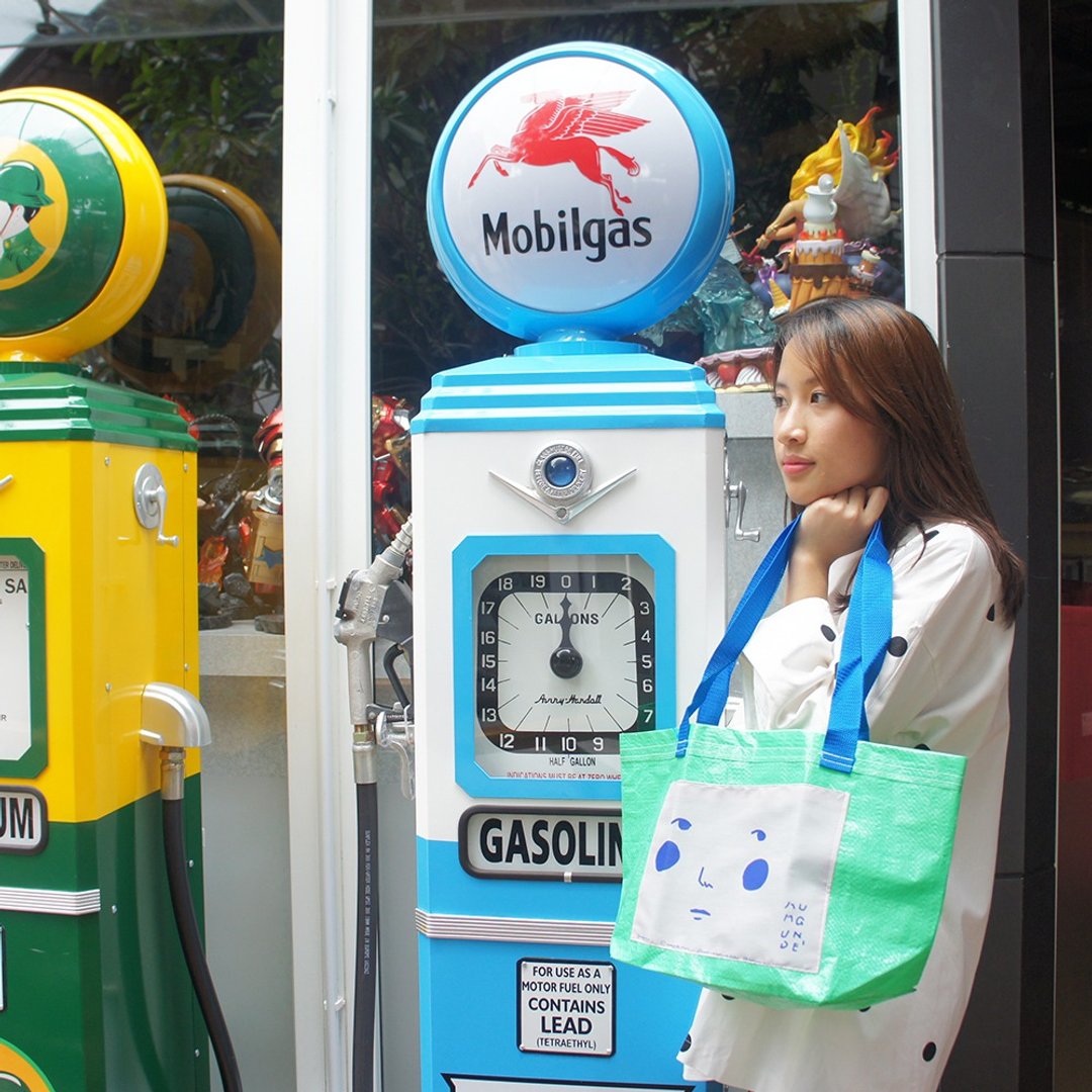 cute green colour shopping bag / eye - 手提包/手提袋 - 塑料 绿色
