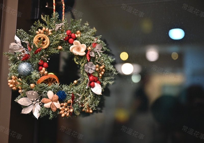 【 圣诞花圈材料包 】 15CM 永生雪松圣诞花圈 (附教学影片) - 干燥花/捧花 - 植物．花 多色