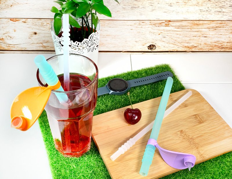 吸管界救星 - POKING - 硅晶小豆芽吸管 - 绿+白 - 专利认证 - - 水瓶/水壶 - 硅胶 