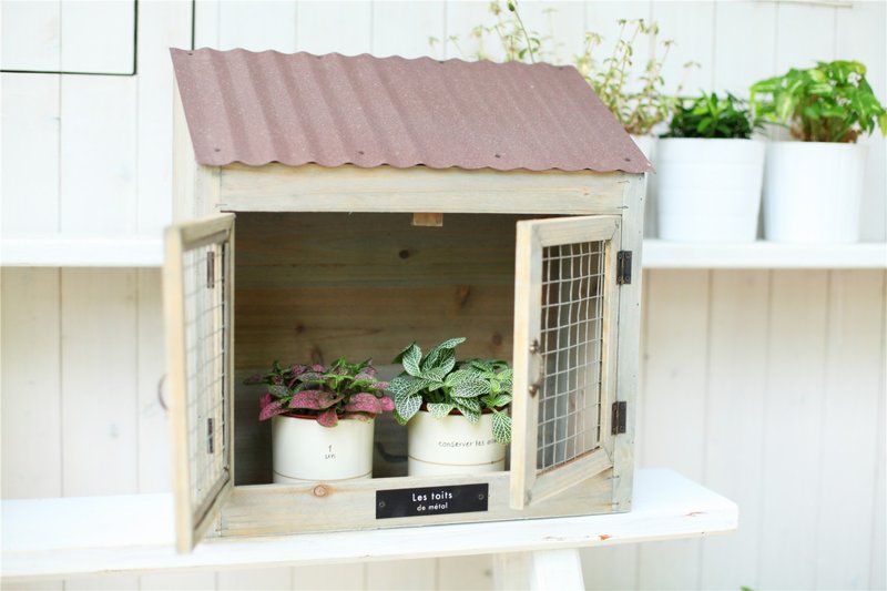 【好日恋物】日杂zakka 铁皮花屋 置物架 - 植栽/盆栽 - 木头 咖啡色