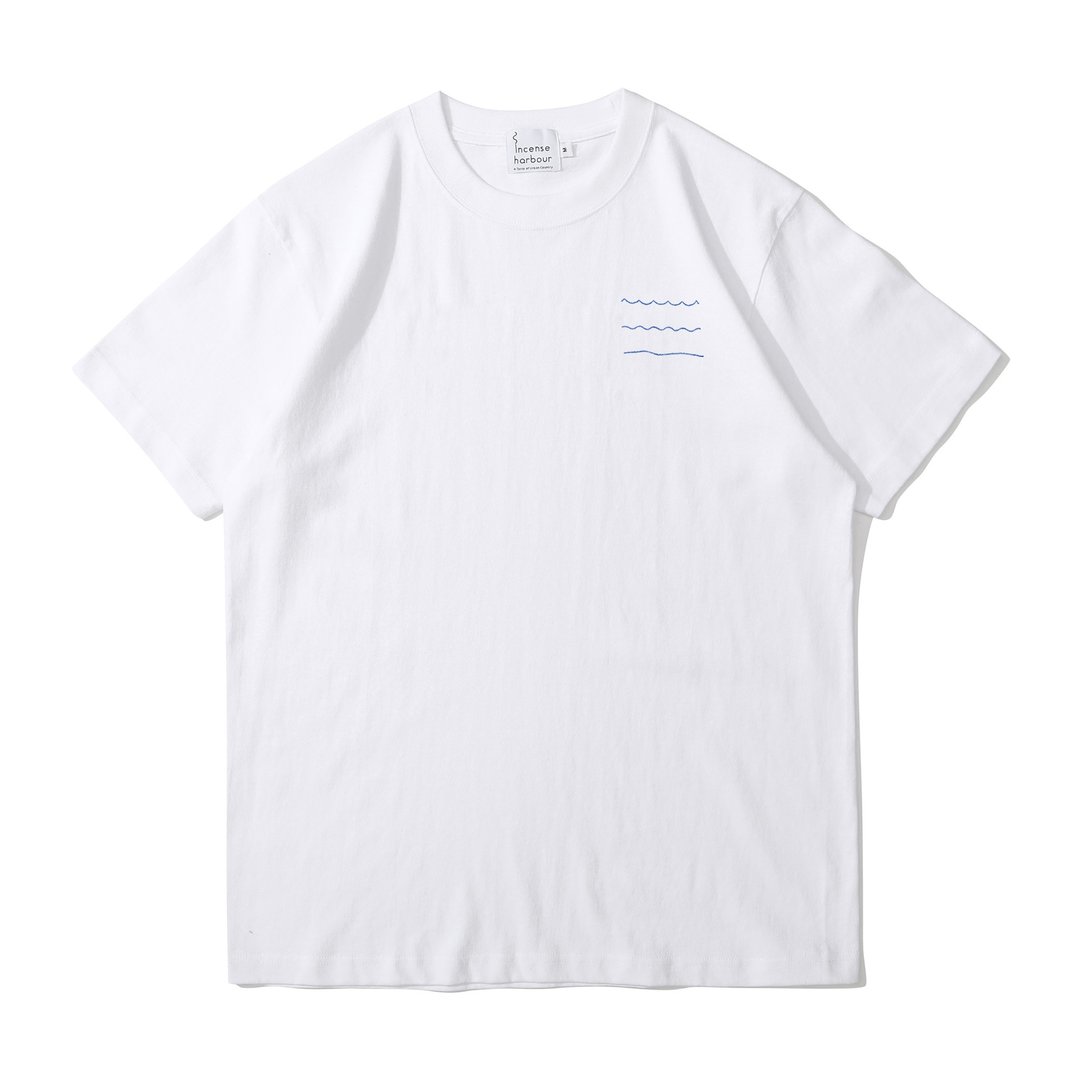 Incense Harbour 美国纯棉 海浪图案 无缝白T-shirt T恤 - 中性连帽卫衣/T 恤 - 棉．麻 白色