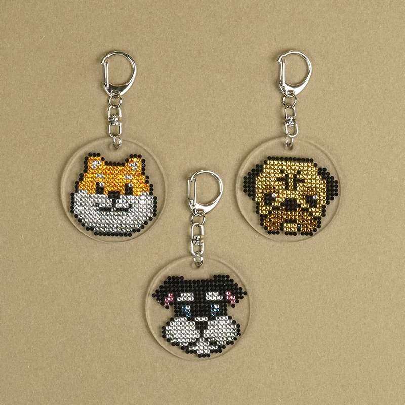 Rhinestone Craft 狗狗水钻匙扣 - 钥匙链/钥匙包 - 其他材质 橘色