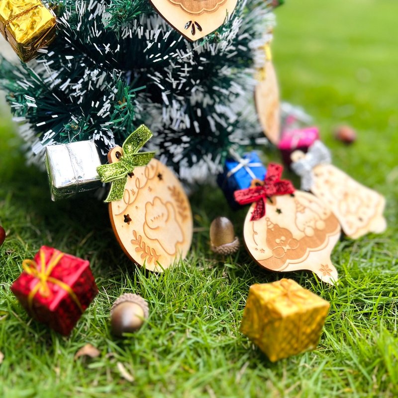 【社畜小熊】木制圣诞卡－可用作挂饰 (含信封) - 卡片/明信片 - 木头 多色