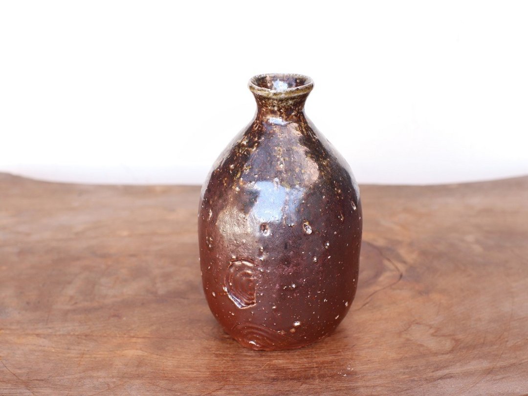 Bizen ware sake bottle t-104 - 酒杯/酒器 - 陶 咖啡色