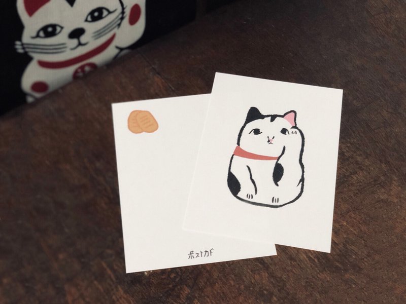 祈愿明信片/代写服务/招财猫/犬张子/达摩/风雨免朝 - 卡片/明信片 - 纸 白色