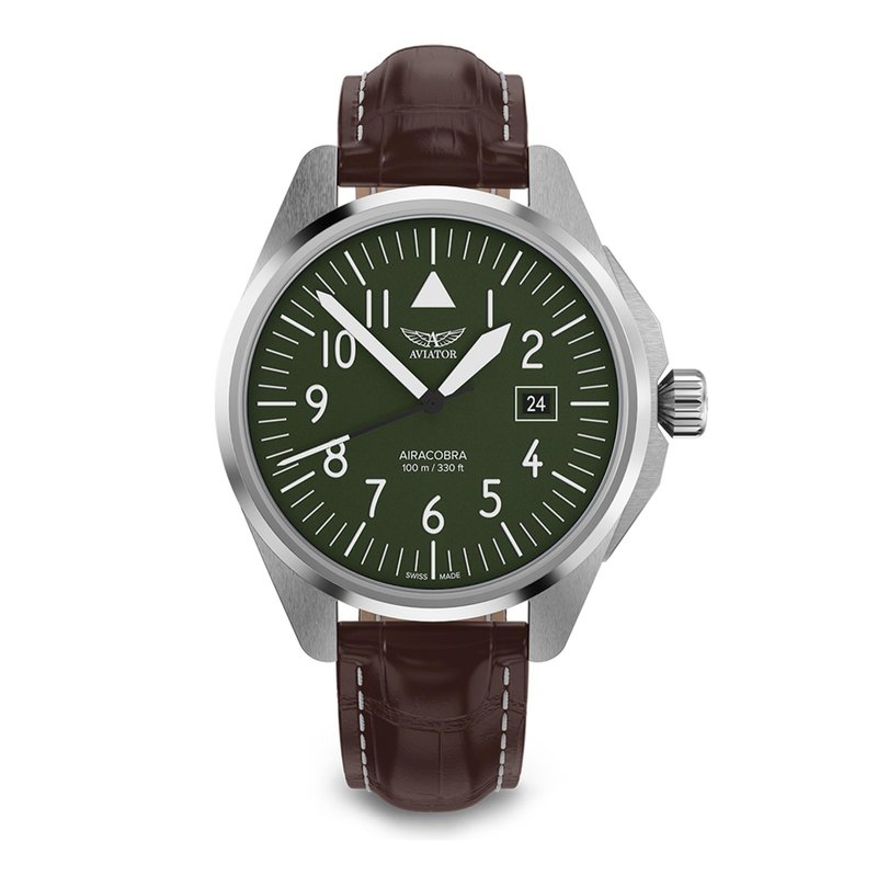 AIRACOBRA P43 TYPE A 飞行风格腕表 - 男表/中性表 - 不锈钢 银色