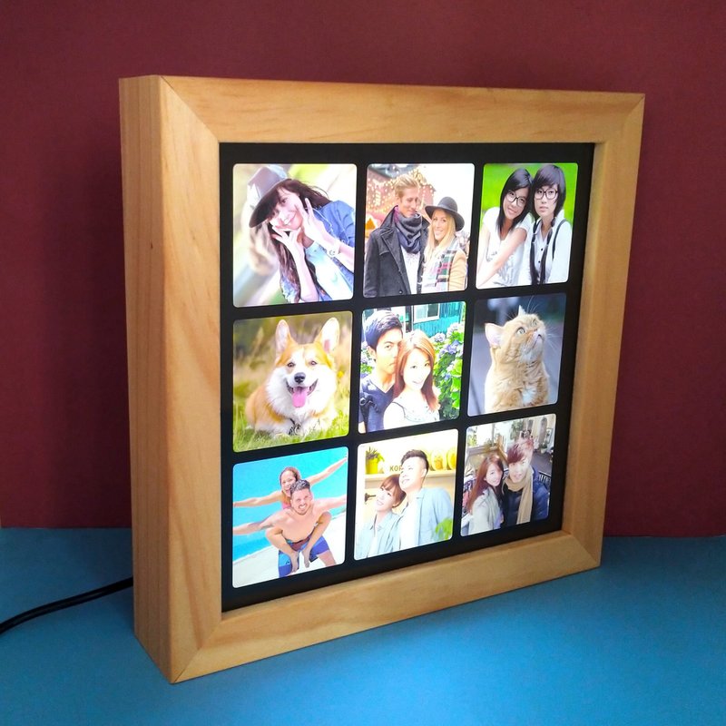 【定制化礼物】九宫格光盒8寸 定制/生日/情侣/情人节/礼盒/礼物 - 灯具/灯饰 - 木头 多色