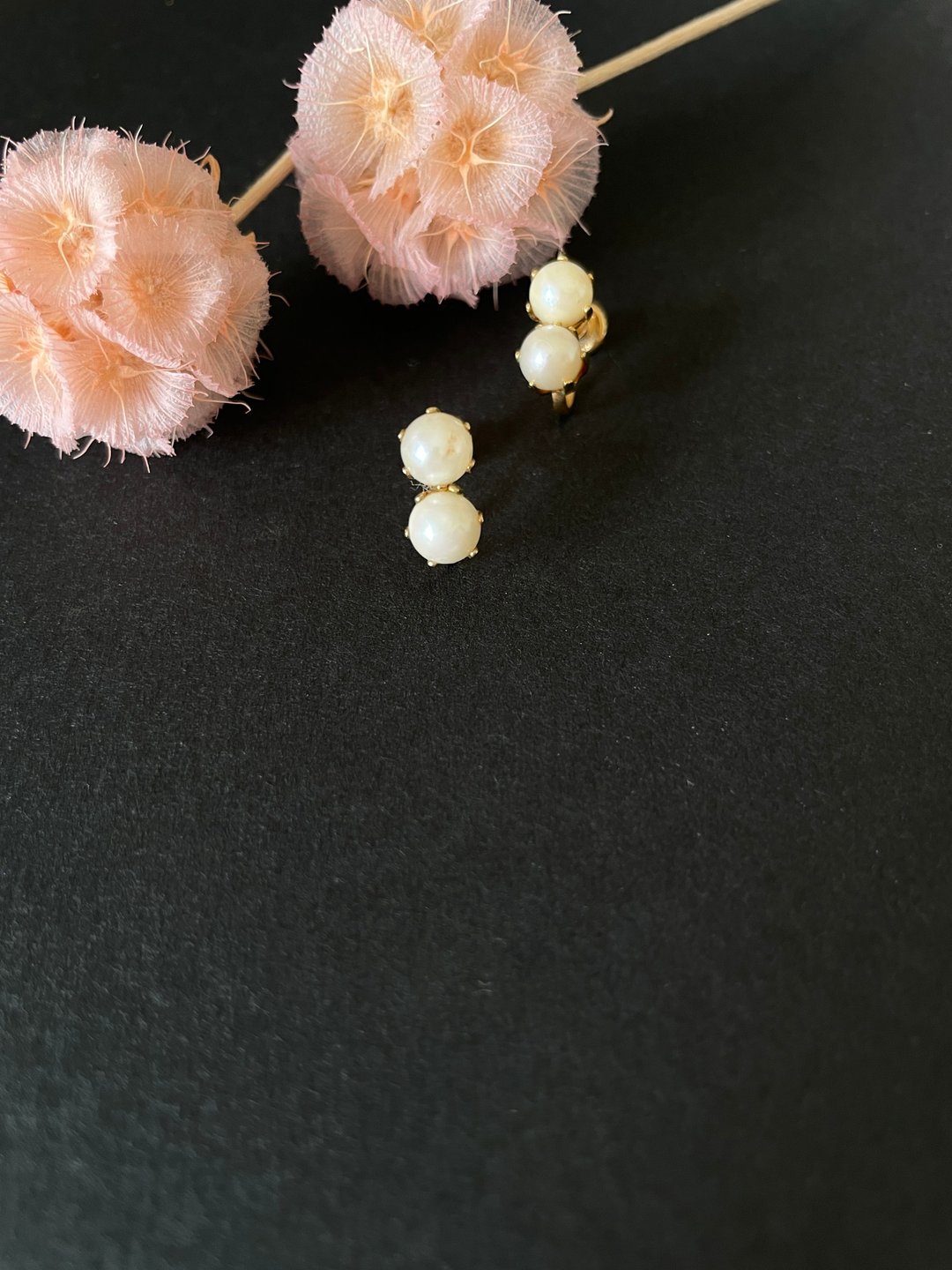 古董Vintage 金色仿珍珠夹式耳环 C638 - 耳环/耳夹 - 其他金属 金色